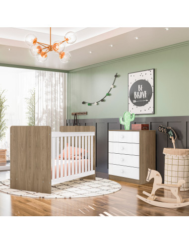 Cómoda Laberinto Blanco-Café 4 Cajones - Muebles Infantiles