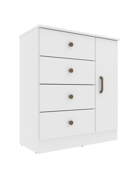 Cómoda Lisboa Blanco 4 Cajones - Mueble de Dormitorio Moderno