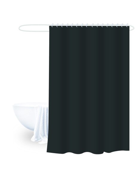 Cortina de Baño Negro Liso 180x180cm - Elegante y Funcional