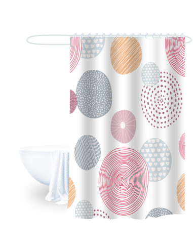 Cortina de Baño Círculos 180x180cm - Diseño Moderno y Elegante