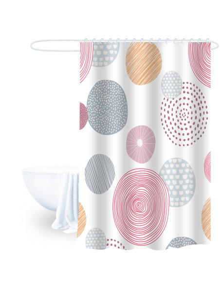 Cortina de Baño Círculos 180x180cm - Diseño Moderno y Elegante