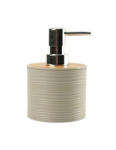 Dispensador de Jabón Plástico Estriado Beige Bambú - Accesorio Baño