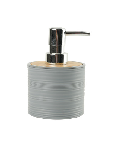 Dispensador de Jabón Plástico Estriado Gris Bambú - Elegante