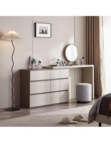 Escritorio 6 cajones Thiva gris claro