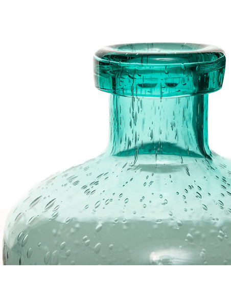 Florero de Vidrio Botella Verde 18cm - Decoración Elegante