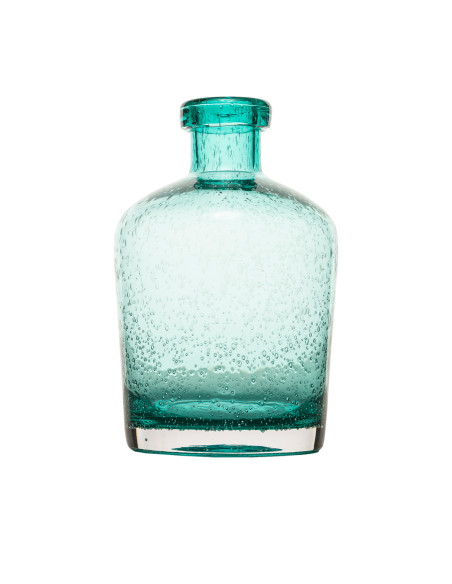 Florero de Vidrio Botella Verde 18cm - Decoración Elegante