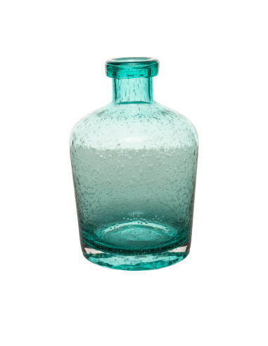 Florero de Vidrio Botella Verde 18cm - Decoración Elegante