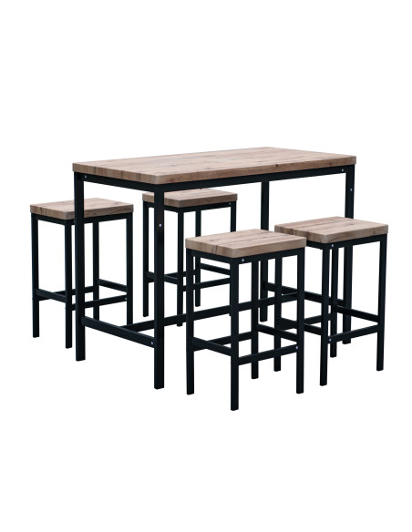 Juego Comedor Bar 4 Sillas Tomasa Negro - Muebles de Comedor
