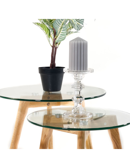 Mesas de Centro Bambú Set de 2 - Elegantes y Modernas