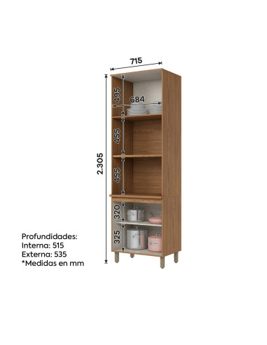 Mueble Horno Requinte 71.5cm Madera y Beige 4 Puertas