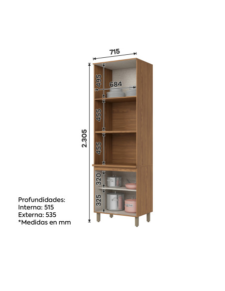 Mueble Horno Requinte 71.5cm Madera y Beige 4 Puertas