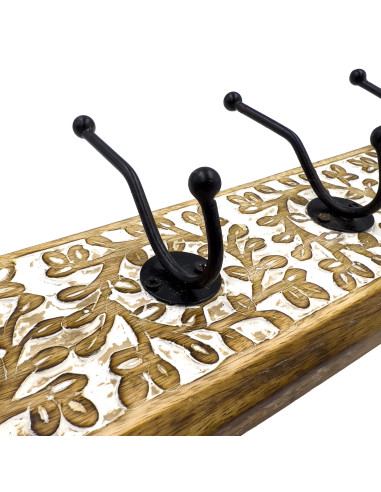 Perchero de Madera Tallada 38cm - Elegante y Funcional