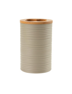 Porta Cepillo Dientes Plástico Estriado Beige Bambú - Baño