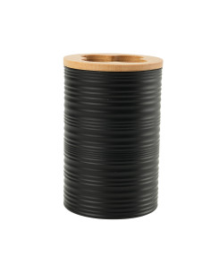 Porta Cepillo Dientes Plástico Estriado Negro Bambú - Baño