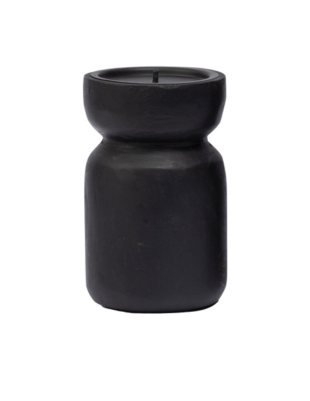 Portavelas de Madera Oscuro 15cm - Elegancia Atemporal
