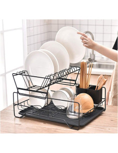 Secaplatos Doble 43.5x33x26.5cm - Escurridor Práctico Cocina 2