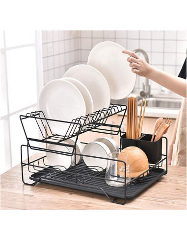 Secaplatos Doble 43.5x33x26.5cm - Escurridor Práctico Cocina
