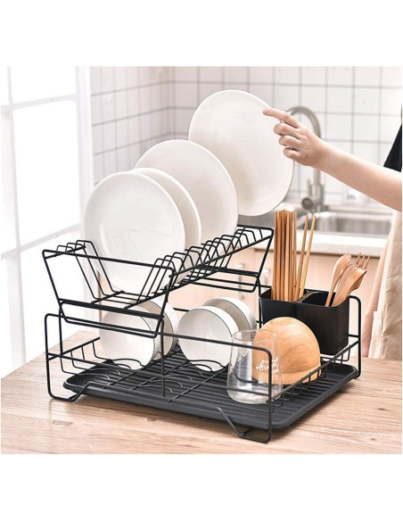 Secaplatos Doble 43.5x33x26.5cm - Escurridor Práctico Cocina