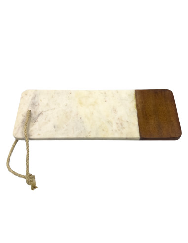 Tabla de Madera con Mármol Blanco 12x33x2cm - Elegante y Funcional