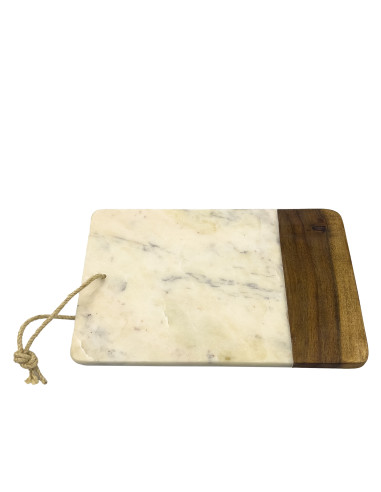 Tabla de Madera con Mármol Blanco 20x30x2cm - Elegante y Práctica