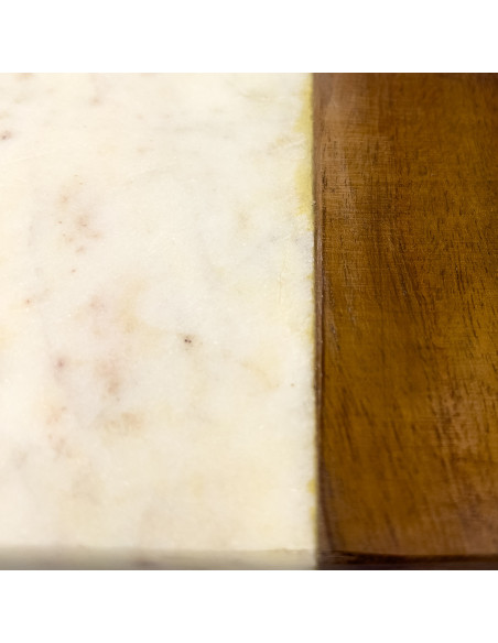 Tabla de Madera con Mármol Blanco 12x33x2cm - Elegante y Funcional