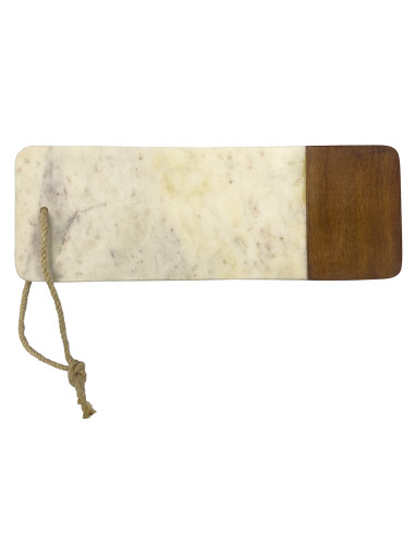 Tabla de Madera con Mármol Blanco 12x33x2cm - Elegante y Funcional