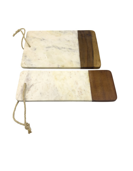 Tabla de Madera con Mármol Blanco 12x33x2cm - Elegante y Funcional
