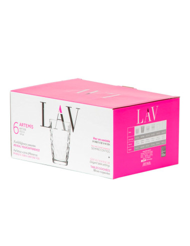 Vaso largo diamante 415ml set de 6