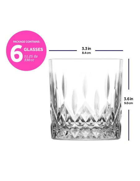 Vaso whisky 330ml set de 6