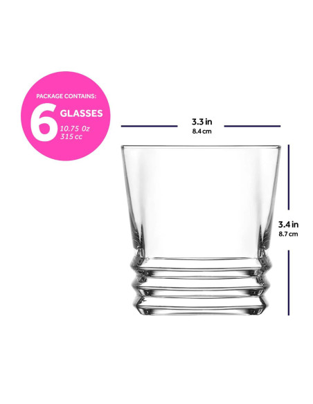 Vaso whisky 315ml set de 6