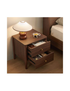 Velador 2 cajones Liorel café oscuro 2