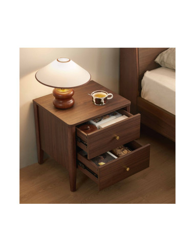 Velador 2 cajones Liorel café oscuro