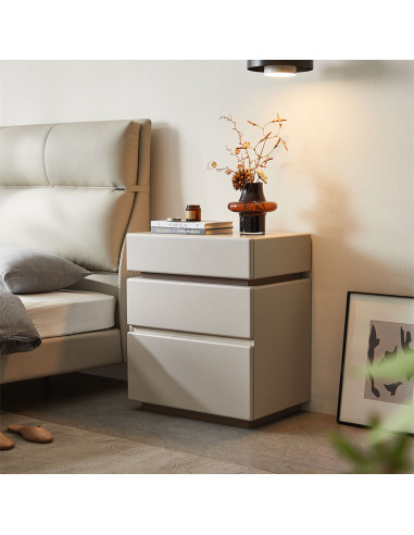 Velador 3 cajones Kanso gris claro