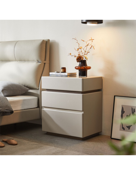 Velador 3 cajones Kanso gris claro