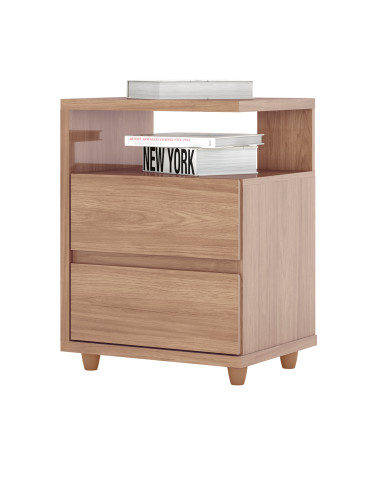 Velador Campeche Jequitiba - Moderno con 2 Cajones