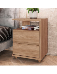 Velador Campeche Jequitiba - Moderno con 2 Cajones 2