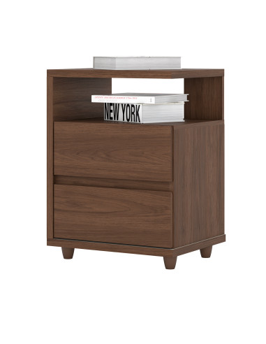 Velador Campeche Castaño 48x65x39 cm 2 Cajones - Dormitorio