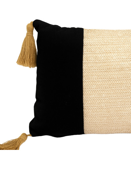 Cojín 30x50cm sisal blanco negro