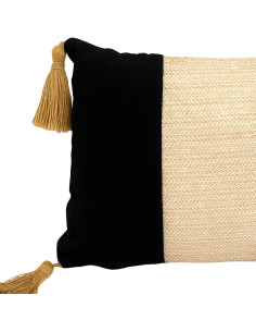 Cojín 42x42cm sisal blanco negro 2