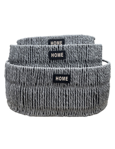 Canasto Ovalado de Mimbre Gris 30x20x13cm - Decoración Hogar