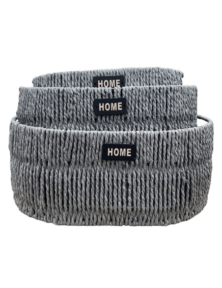 Canasto ovalado mimbre 30x20x13cm gris