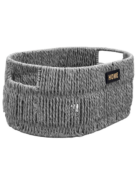 Canasto ovalado mimbre 33x23x15cm gris