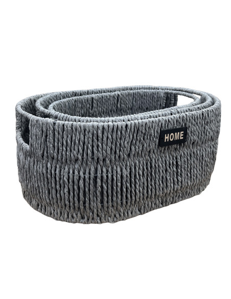 Canasto ovalado mimbre 36x25x16cm gris