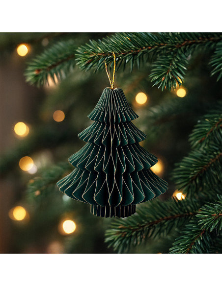 Colgante Navidad 4 Piezas 10 cm Origami Árbol Verde