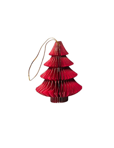 Colgante Navidad 4 Piezas 10 cm Origami Árbol Rojo