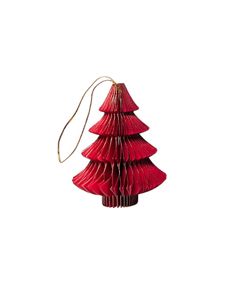 Colgante Navidad 4 Piezas 10 cm Origami Árbol Rojo