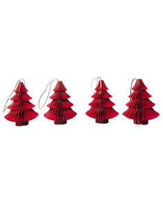 Colgante Navidad 4 Piezas 10 cm Origami Árbol Rojo