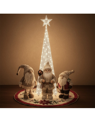 Figura Navideña Árbol Triangular Plateado 210cm 100 Luces LED