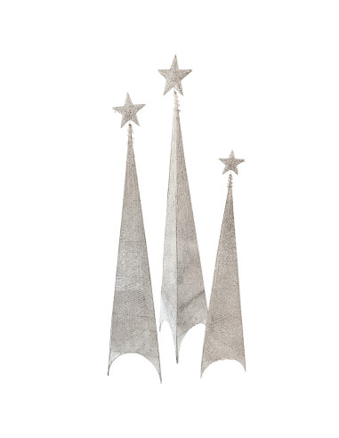 Figura Navideña Árbol Triangular Plateado 210cm 100 Luces LED