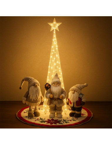 Figura Navideña 150cm 60 Luces LED Árbol Triangular Dorado
